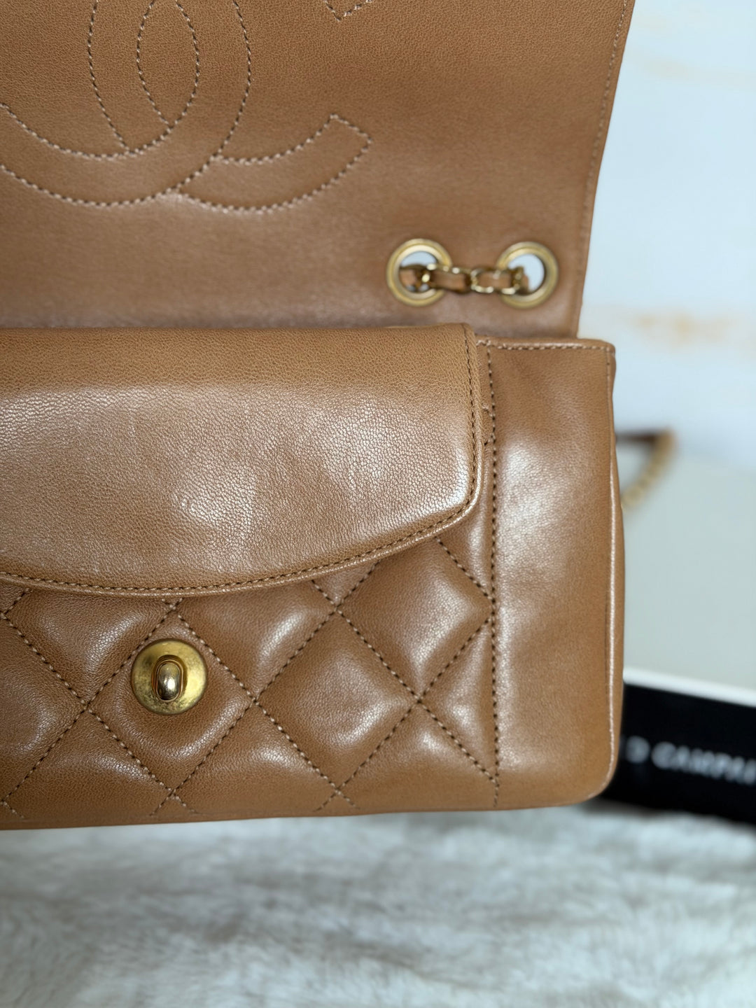 CHANEL series 21 Caramel Brown Lambskin aged GHW Diana Reissue Flap Bag size SMALL 2015