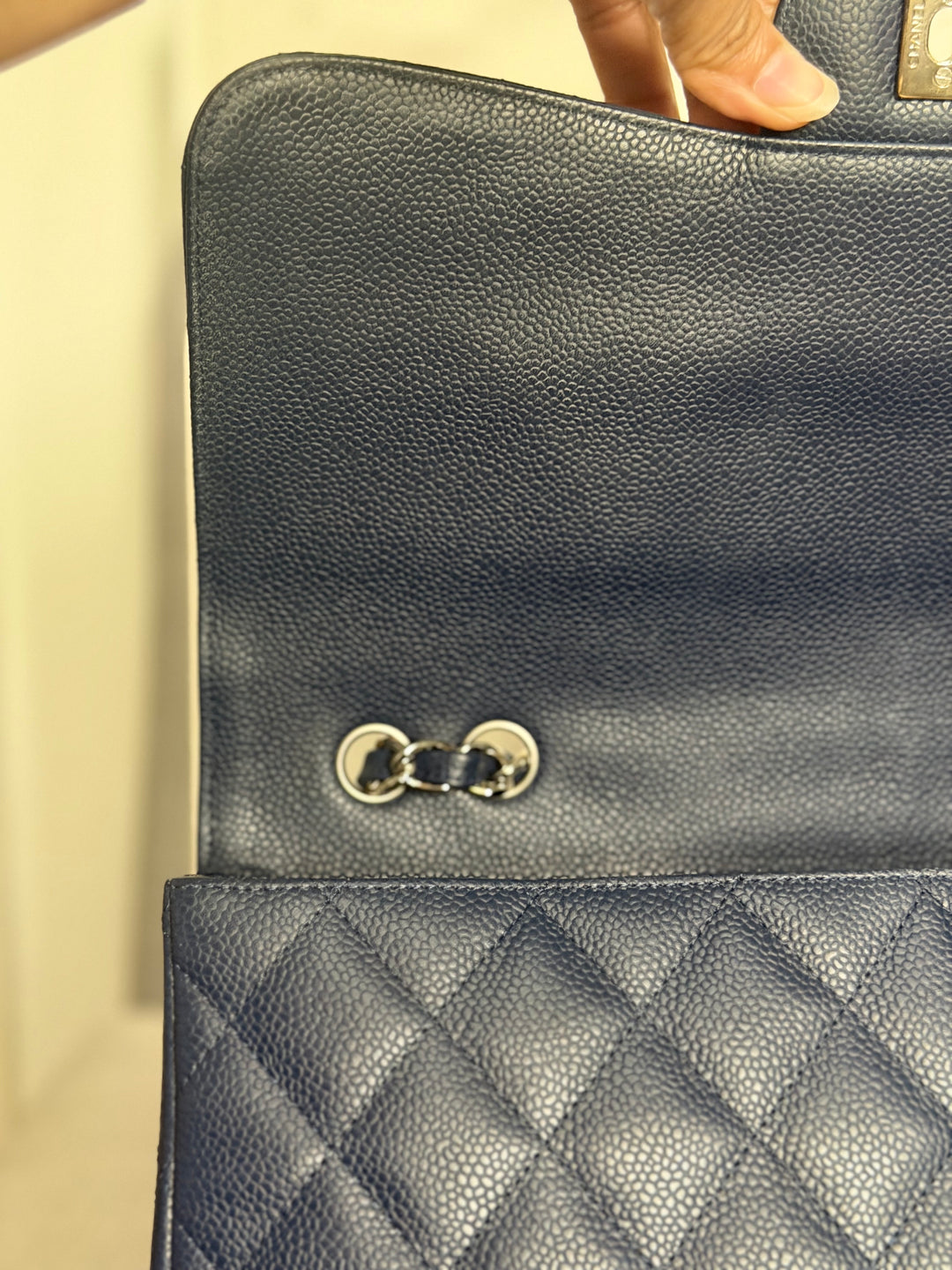 CHANEL series 13 Navy Caviar SHW Timeless Classic Jumbo Single Flap Bag 2010
