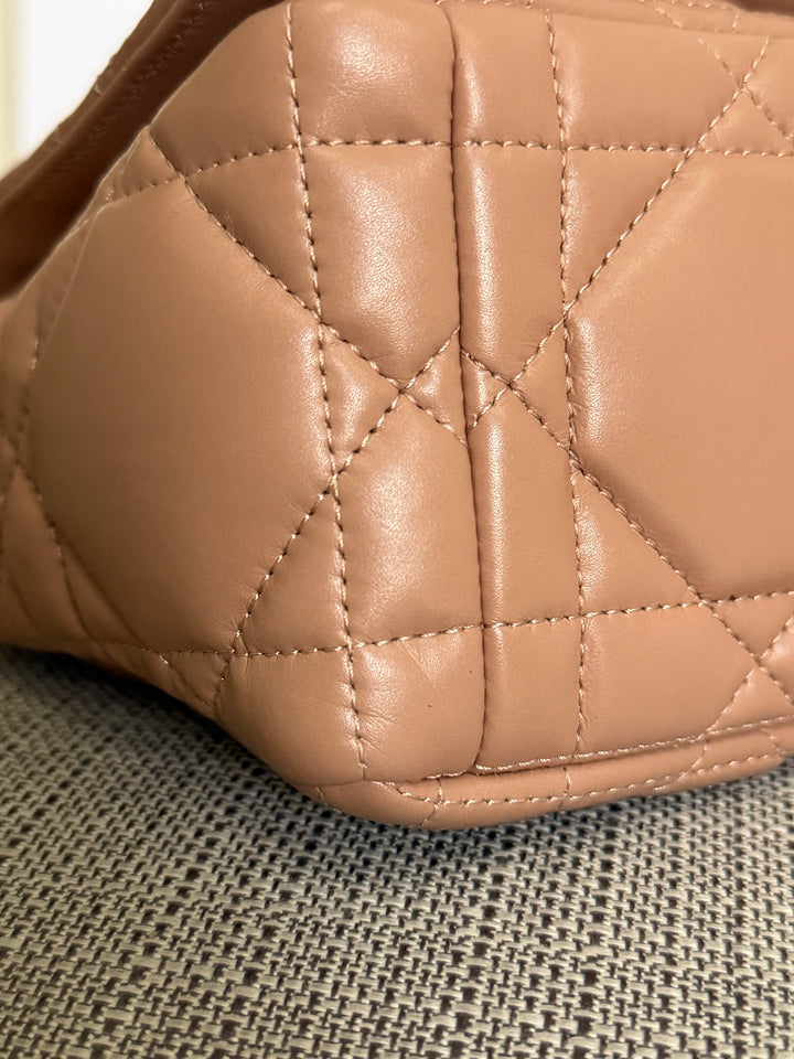 Dior Caro Flap Bag in Rose De Ven Calfskin GHW Medium 25 cms
