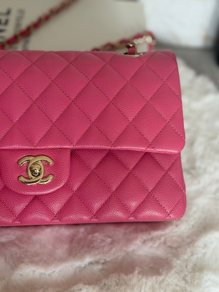 CHANEL series 27 19C Barbie Pink Caviar LGHW 11.12 Medium M/L Timeless Classic Double Flap Bag