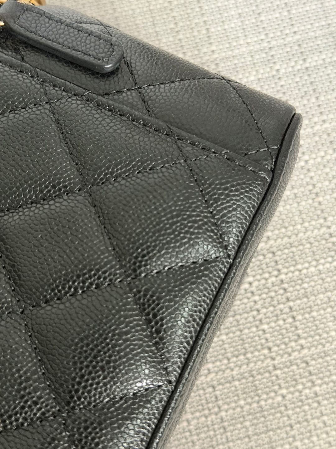 CHANEL Black Caviar Metal Top Handle Small Vanity with Chain 2025 Aged GHW