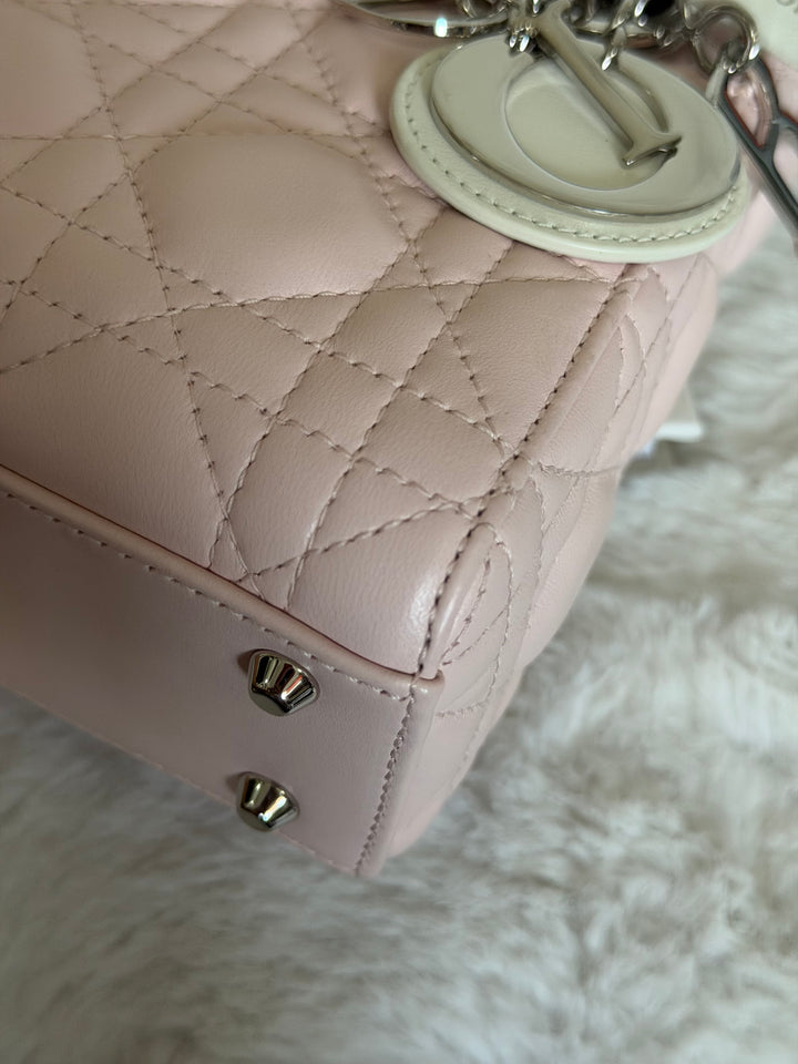 DIOR Mini Lady Dior Two Tone Latte and Rose Tendre SHW 2025
