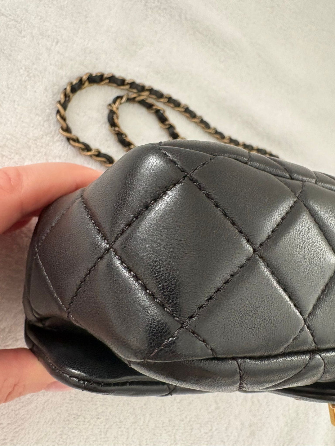 CHANEL series 20 Black Lambskin Anyique GHW Mini Flap Bag Seasonal Minaudières 2014 Limited Runway “meat package” collection