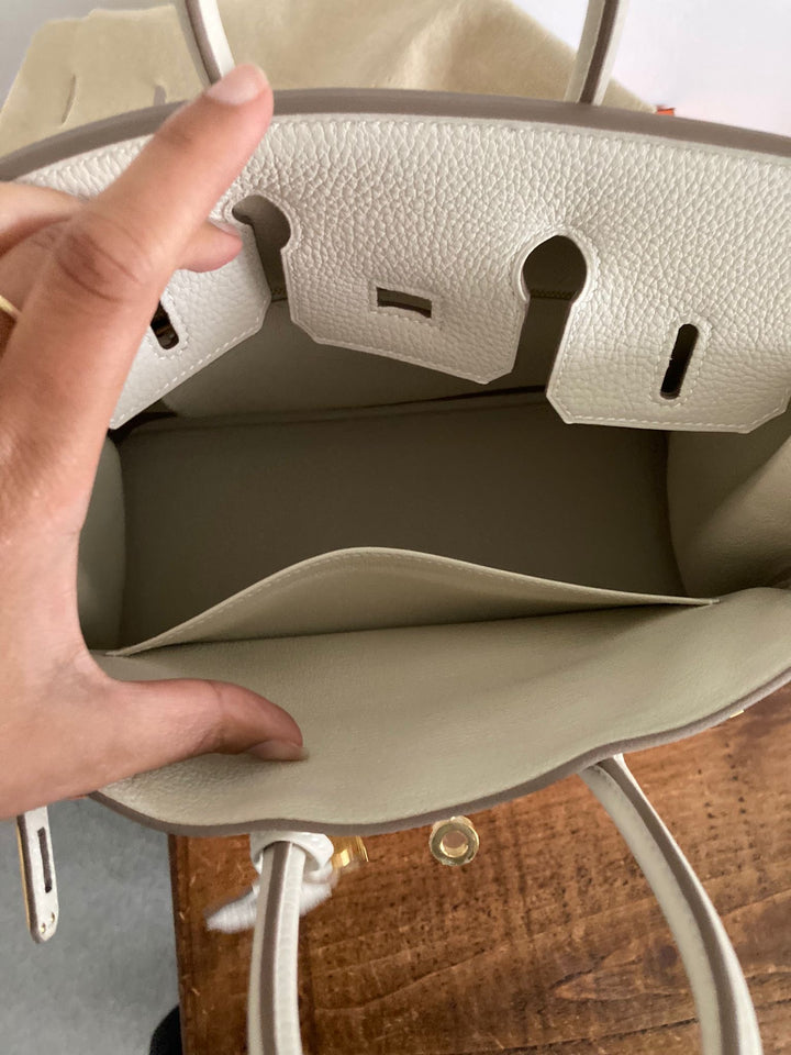 Hermes Birkin 25 Craie Togo Leather with Gold Hardware B Stamp 2024