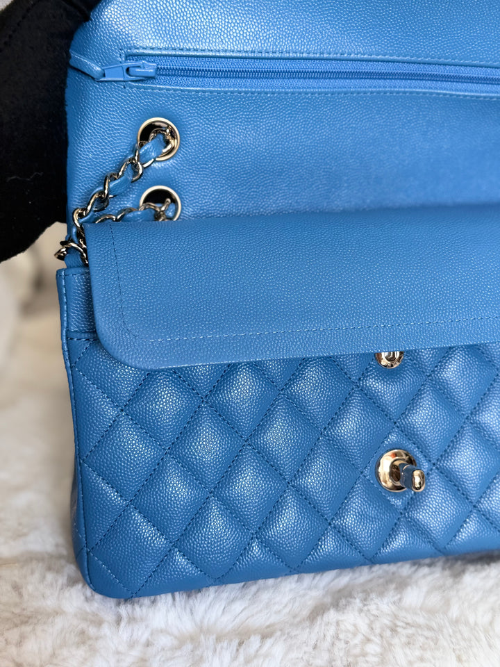 Chanel series 30 2020 Blue Caviar LGHW Medium ML timeless Classic double Flap Bag