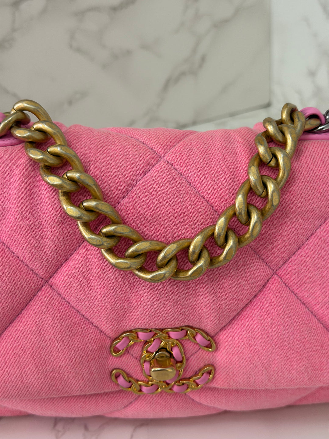 CHANEL 21S 2021 series 31 Pink Denim 19 size Small Flap Bag