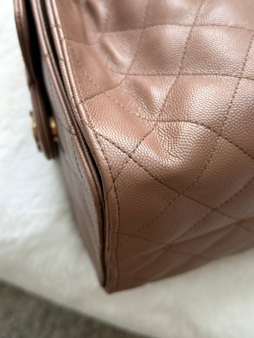 CHANEL 26P collection Brown Caviar 25 Hobo Bag Aged GHW Size SMALL