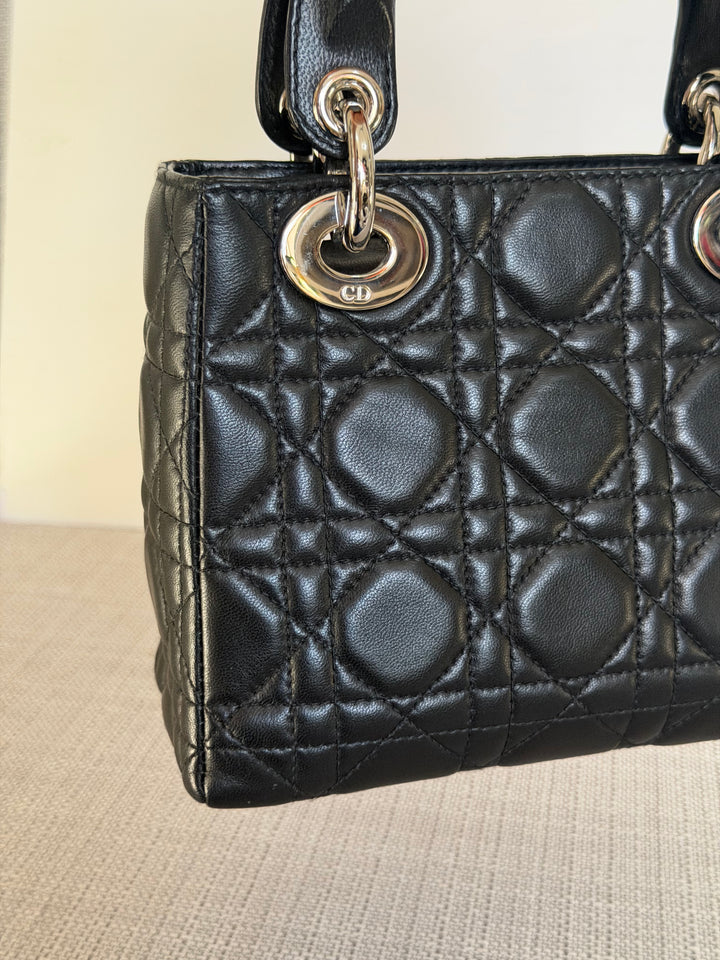 DIOR Lady Dior Mini Vintage Black Lambskin Silver hardware SHW 2006