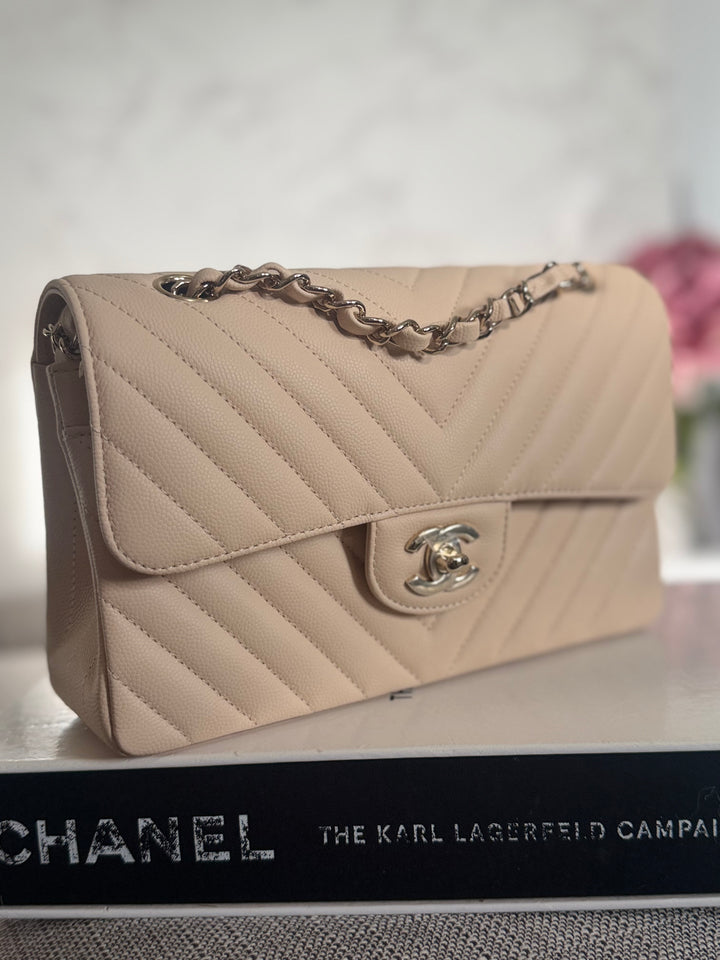 CHANEL series 31 Beige Caviar LGHW Chevron Small timeless Classic double flap Bag 2020/2021