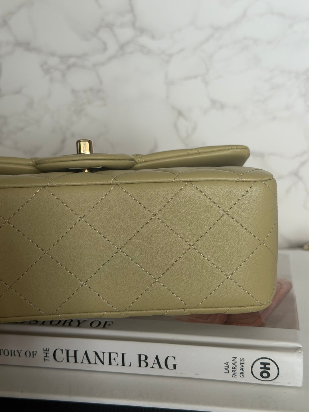 CHANEL 23A Pistachio Green Lambskin LGHW Mini Rectangular Flap Bag with Top Handle 2023