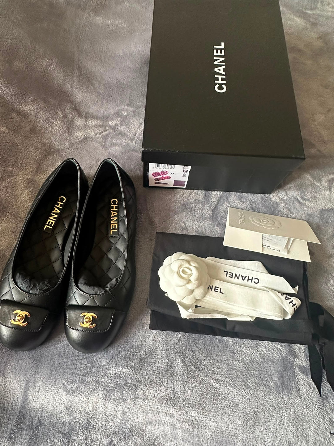 CHANEL Black Ballerina Shoes EU 37.5