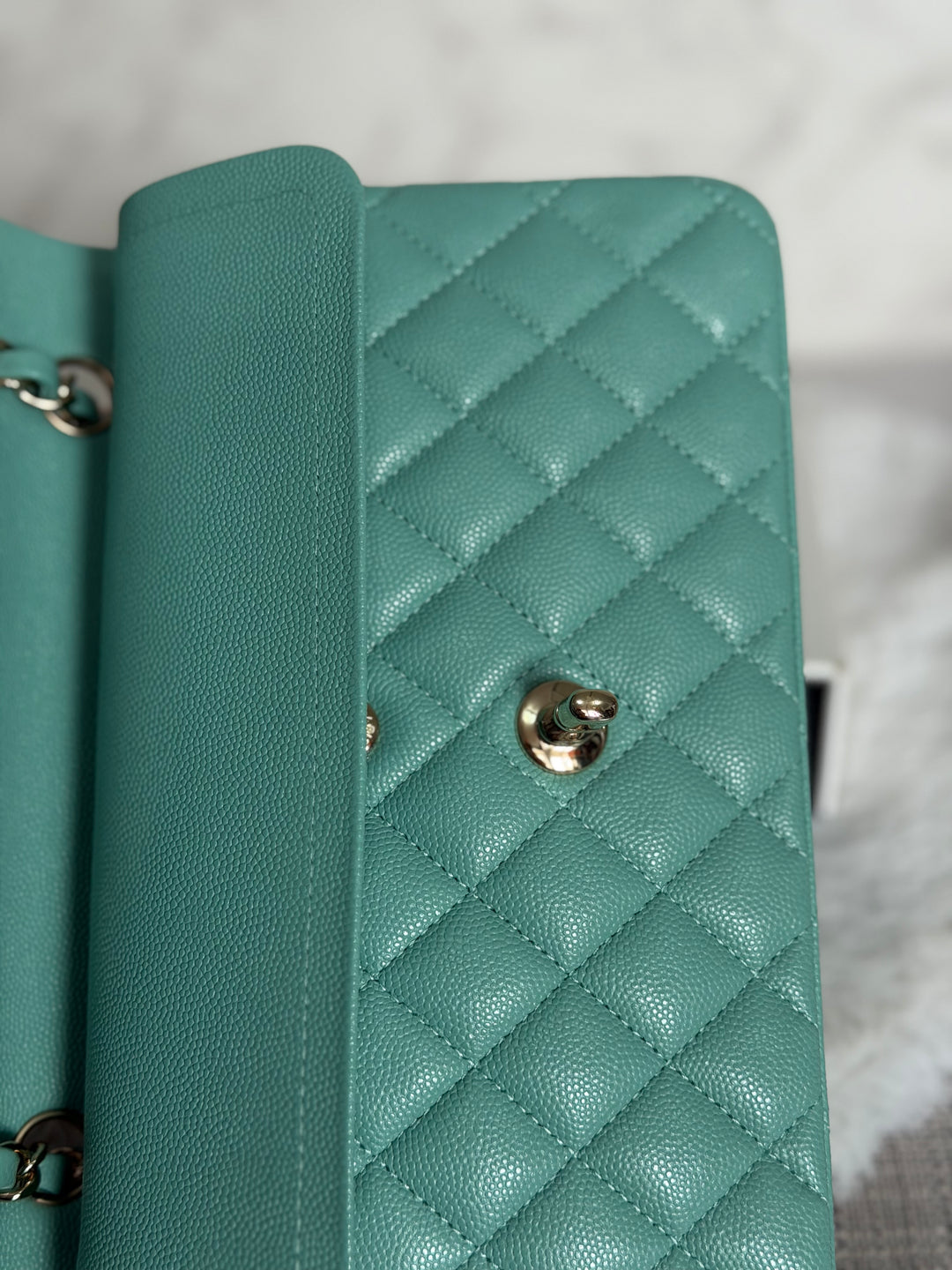 CHANEL 21S series 31 Tiffany Green/Blue Caviar LGHW Small Timeless Classic Double Flap Bag 2021 super rare