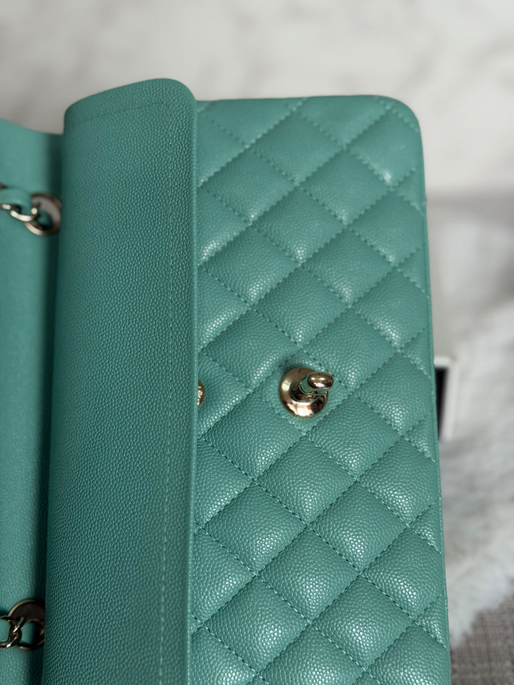 CHANEL 21S series 31 Tiffany Green/Blue Caviar LGHW Small Timeless Classic Double Flap Bag 2021 super rare