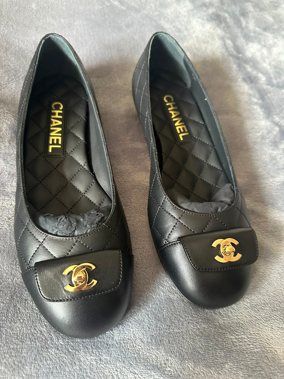CHANEL Black Ballerina Shoes EU 37.5