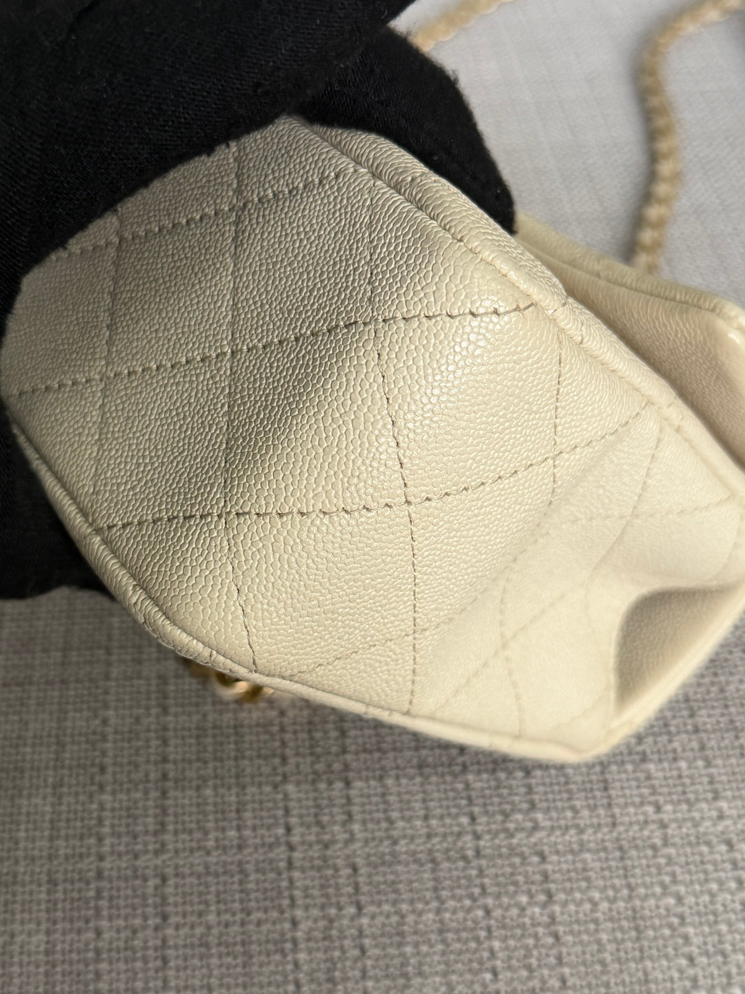 CHANEL 21S series 31 Beige Caviar Aged GHW Mini Rectangular Flap Bag with Top Handle 2021