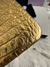 Load image into Gallery viewer, Chanel 19A Gold Calf skin Croc Embossed Mini O Case with Aged GHW
