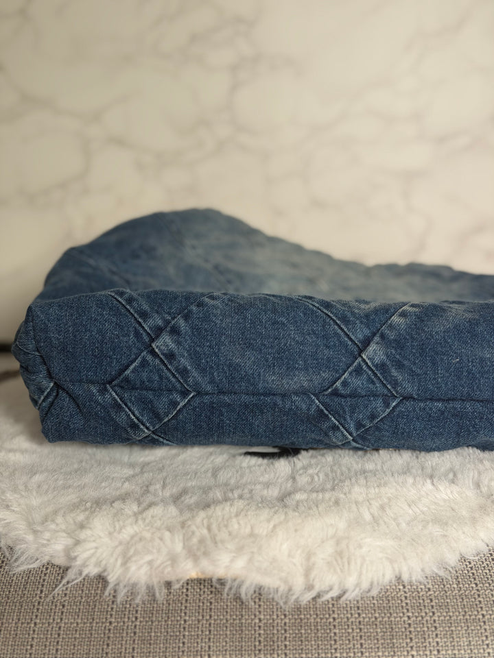 CHANEL Denim 22 Hobo Bag size Medium SHW with detachable pouch 2022