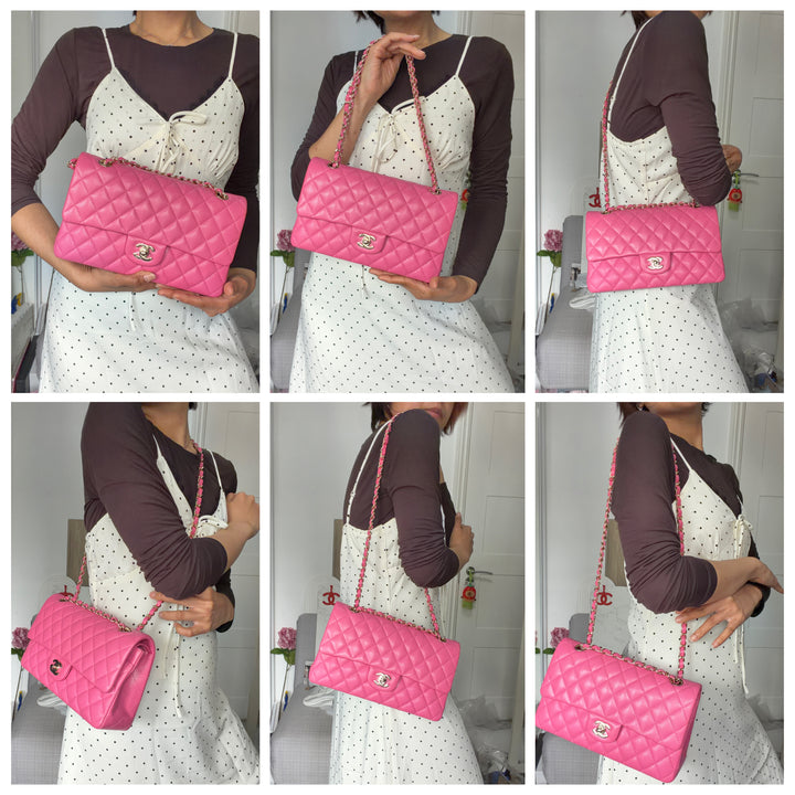 CHANEL series 27 19C Barbie Pink Caviar LGHW 11.12 Medium M/L Timeless Classic Double Flap Bag