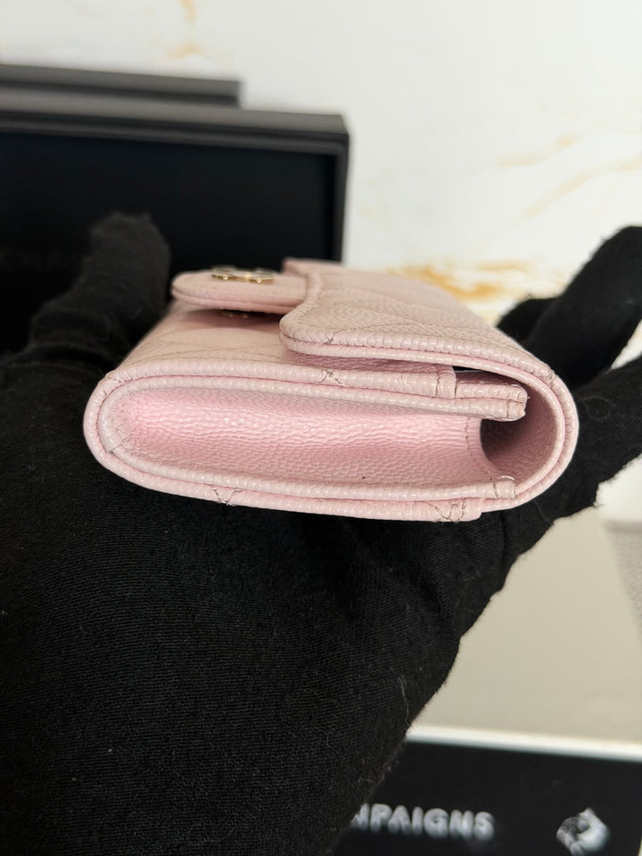 Chanel 22P Pink Caviar LGHW Classic Snap Flap Card Holder 2022