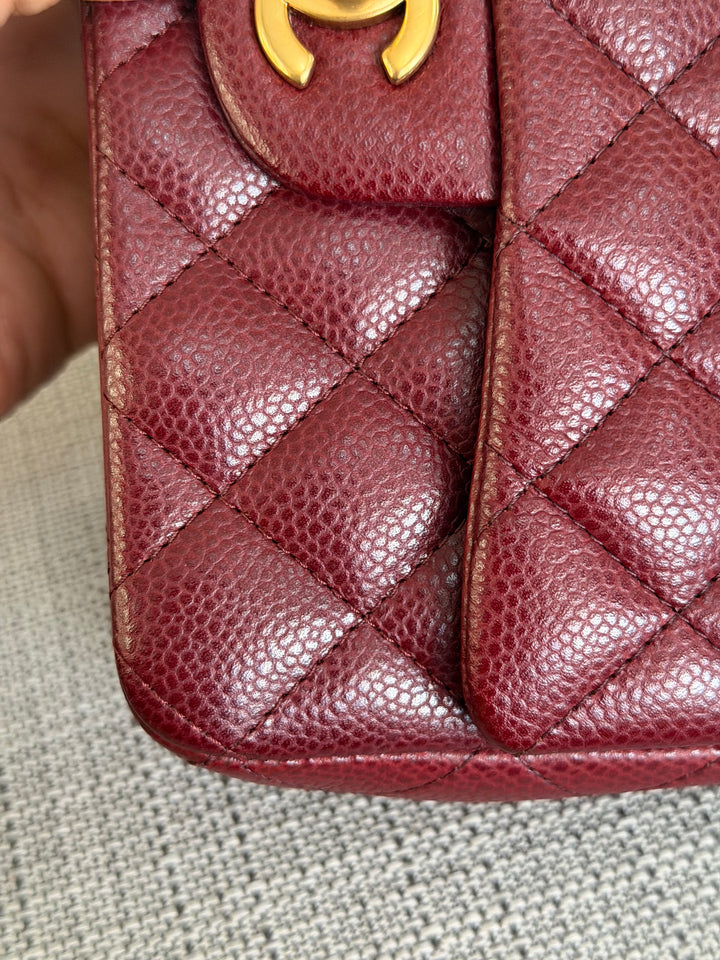 CHANEL series 21 15B collection Burgundy Caviar GHW Mini Rectangular Flap Bag 2015 RARE
