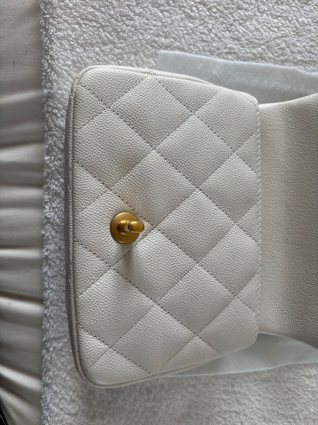 CHANEL 23P 2023 White Caviar Sweetheart Adjustable Chain Small Flap Bag Aged GHW