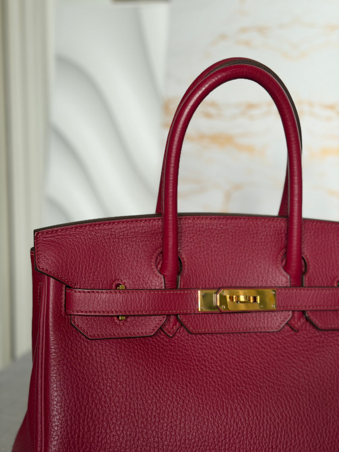 WA/Email to Purchase only- Hermes Rouge Grenat Togo Leather GHW Birkin 35 Stamp X 2016