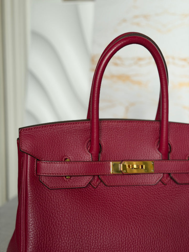 WA/Email to Purchase only- Hermes Rouge Grenat Togo Leather GHW Birkin 35 Stamp X 2016