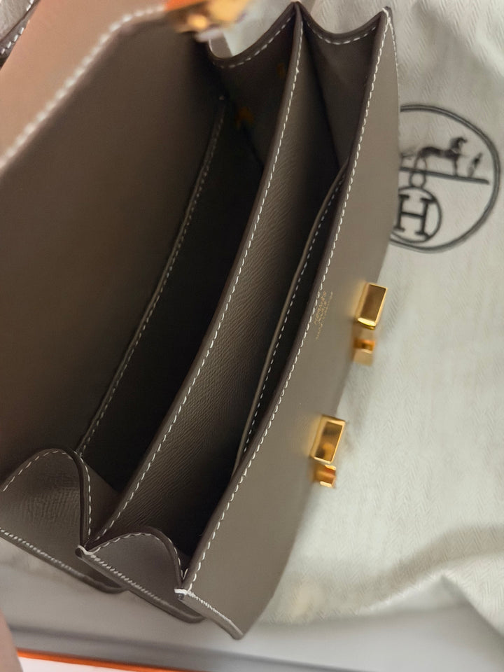 Hermes Constance 18 Etoupe Epsom Leather GHW Flap Bag Stamp D 2019
