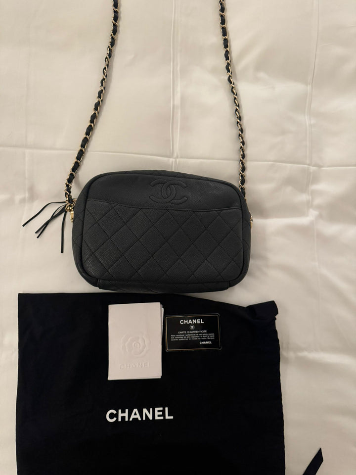 Chanel series 26 (2018) Black Camera Case Bag GHW with Tassel Size Medium