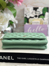 Load image into Gallery viewer, Chanel 23P Tiffany Green Caviar LGHW Classic Wallet on Chain (WOC)
