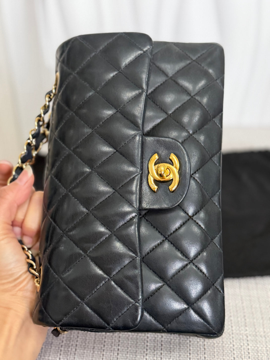 CHANEL series 11 Black Lambskin 24K GHW Vintage Small classic double flap bag 2007/2008