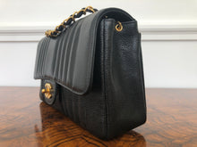 Load image into Gallery viewer, Chanel Series 2 Vintage 24K GHW Vertical Black Caviar Medium Single Flap Shoulder Bag
