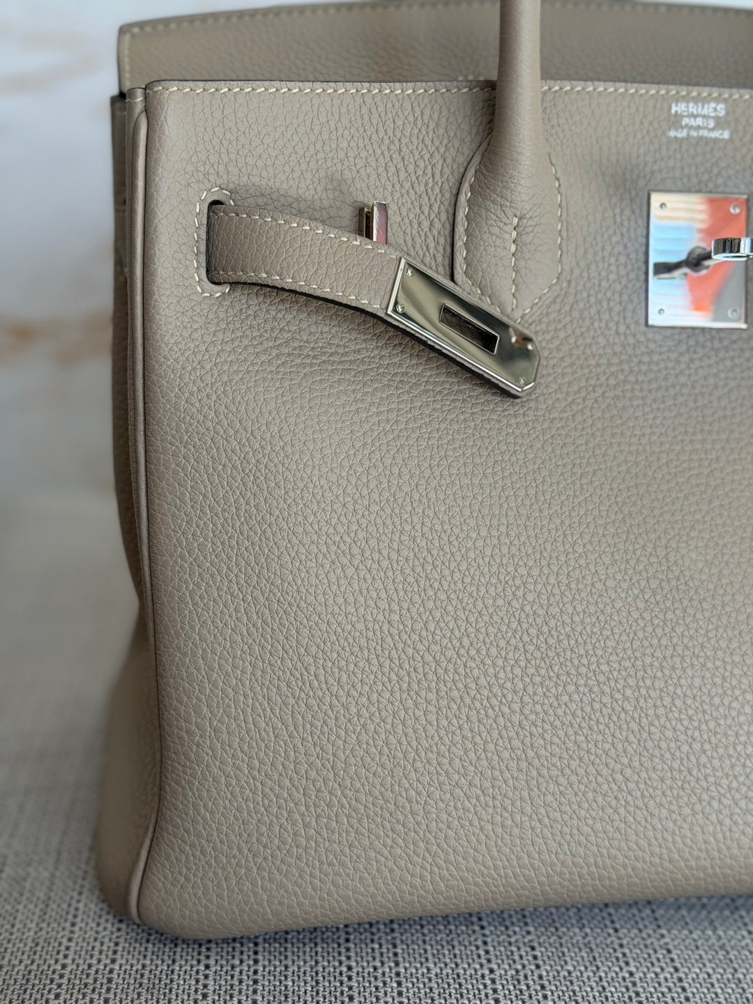 Hermès Gris Tourterelle Togo Leather PHW Birkin 30 Stamp T 2015