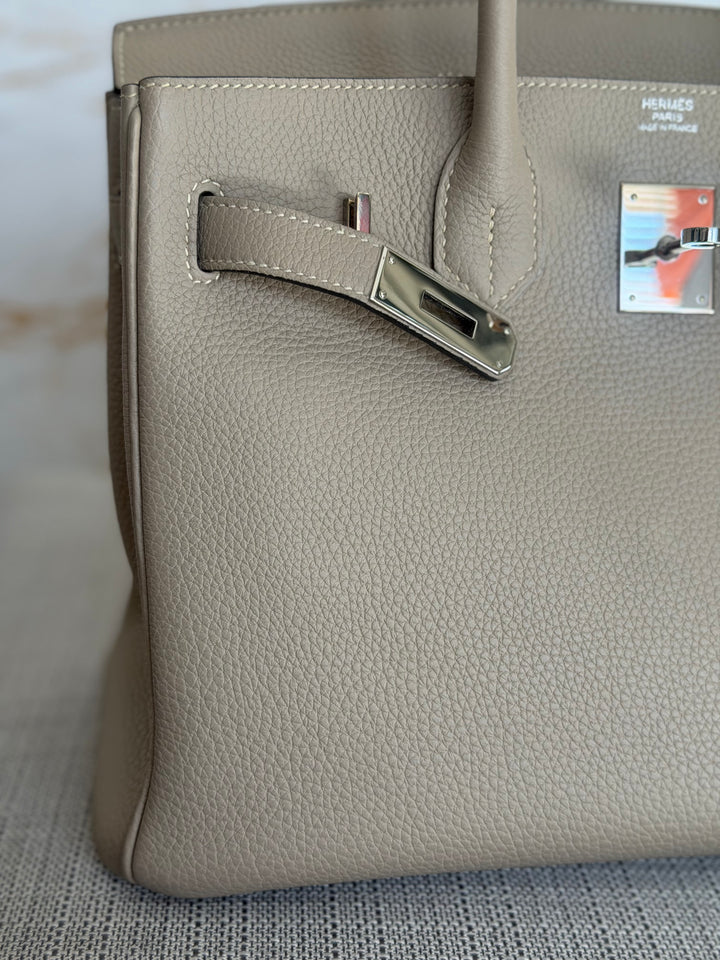 Hermès Gris Tourterelle Togo Leather PHW Birkin 30 Stamp T 2015