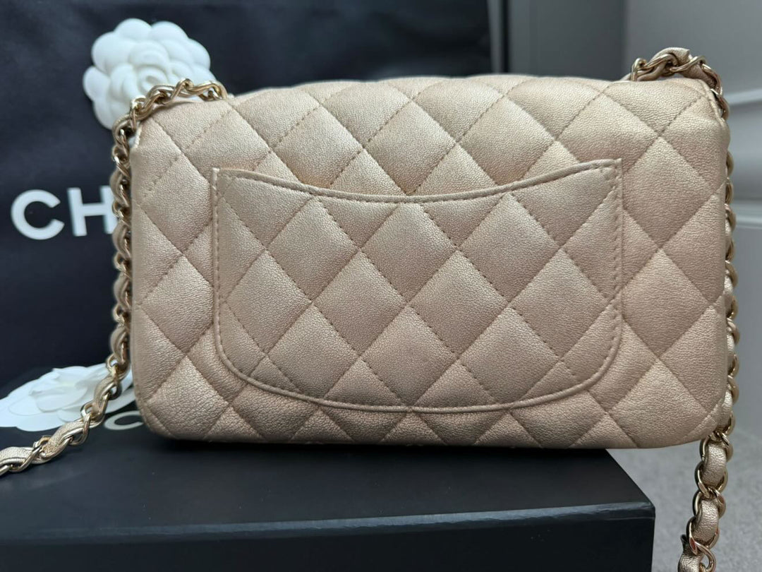 CHANEL series 31 21P Collection Iridescent Gold Lambskin LGHW Mini Rectangular Flap Bag 2021