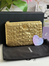 Load image into Gallery viewer, Chanel 19A Gold Calf skin Croc Embossed Mini O Case with Aged GHW
