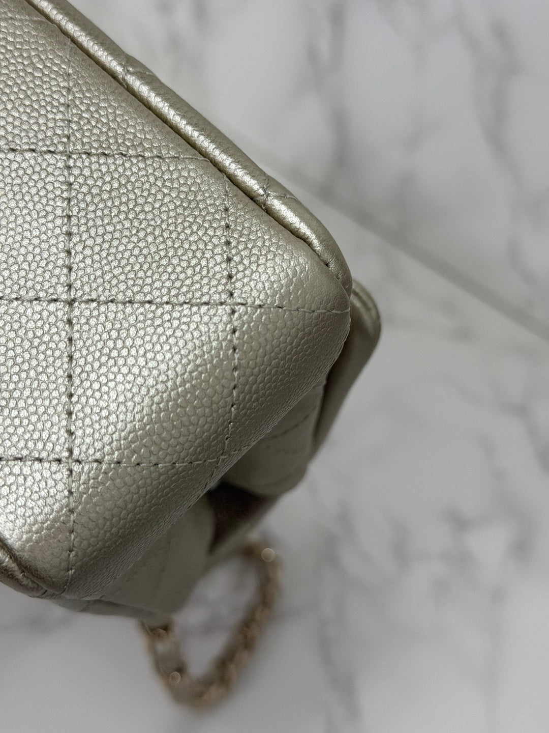 CHANEL series 23 Champagne Gold Caviar LGHW Mini Rectangular Flap Bag