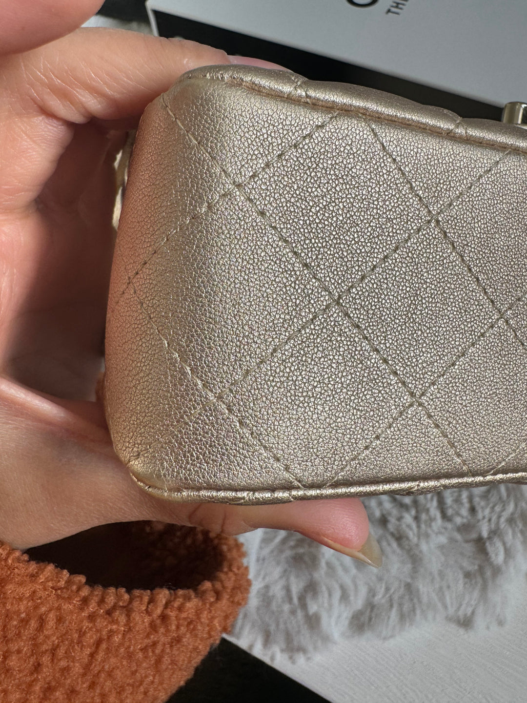 Chanel 21P series 31 Iridescent Gold Lambskin LGHW Mini Rectangular Flap Bag