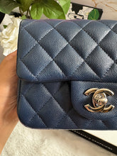 Load image into Gallery viewer, Chanel series 24 (2017) Navy Blue Caviar SHW Square Mini Flap Bag
