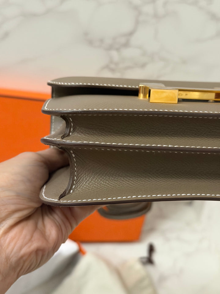 Hermes Constance 18 Etoupe Epsom Leather GHW Flap Bag Stamp D 2019