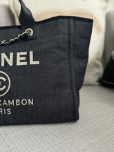 Load image into Gallery viewer, Chanel series 21 2015 Denim Deauville Tote with Leather Handle Size Medium (15 inches)
