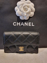 Load image into Gallery viewer, Chanel Black caviar GHW flap card holder
