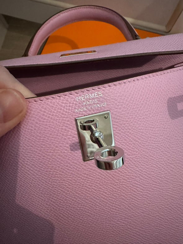 HERMES Mauve Sylvester PHW Kelly 25 Epsom Sellier