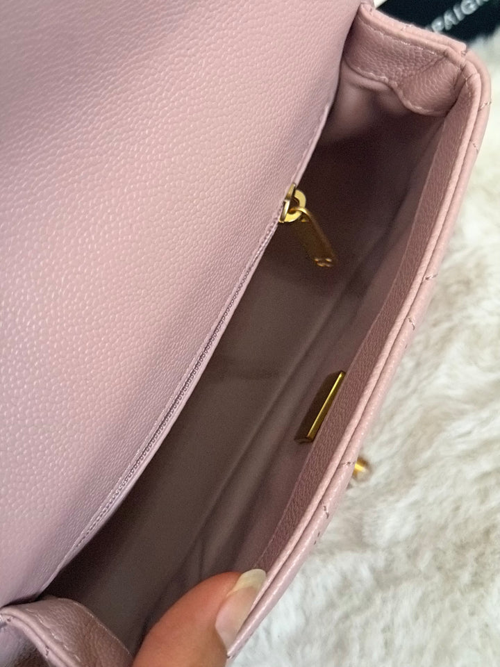 CHANEL 24P Muted Mauve Pink Caviar Heart Adjustable Chain Flap Bag with aged GHW 2024