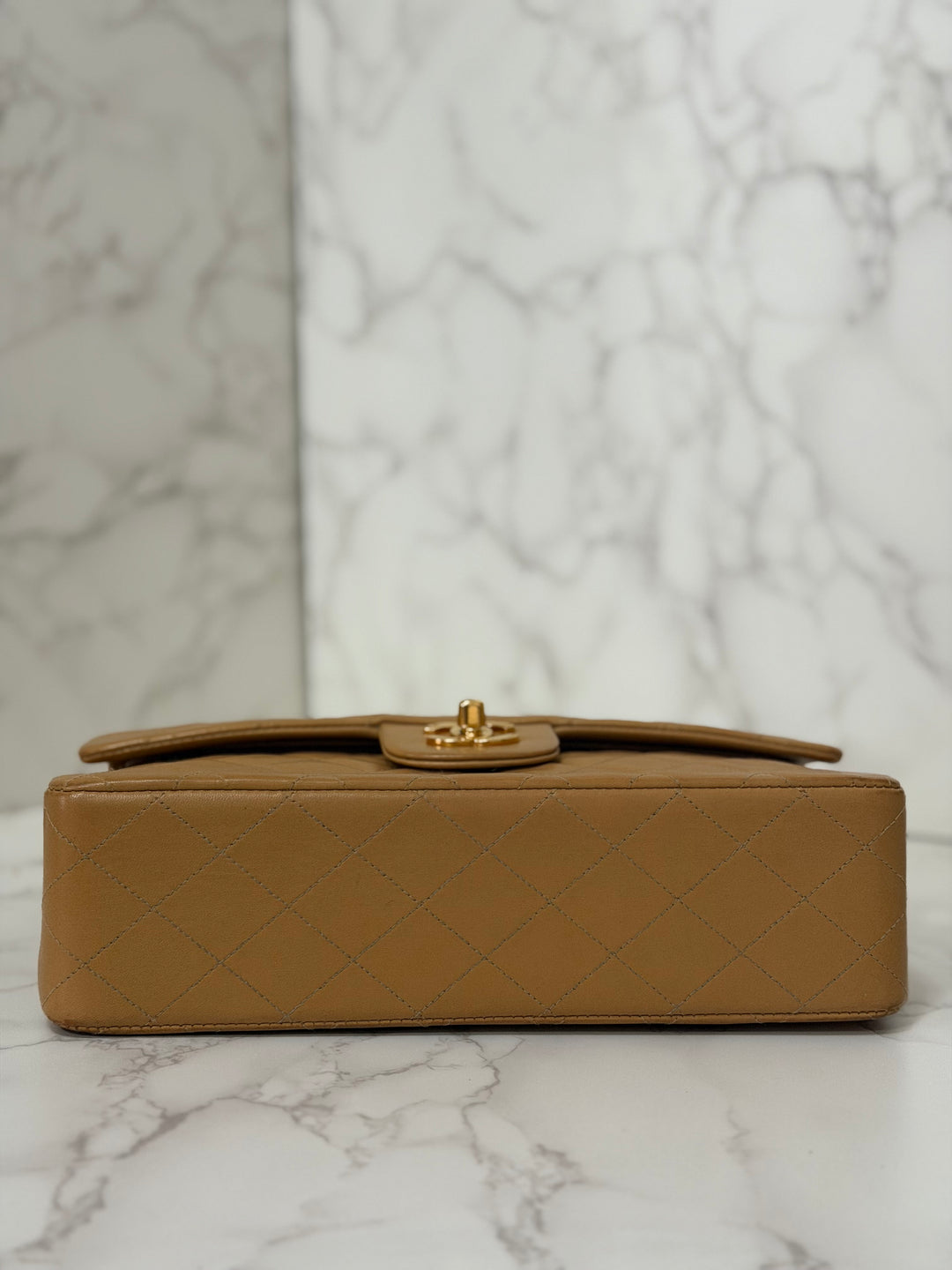 CHANEL series 4 Vintage 24K GHW Dark Beige Lambskin Timeless Classic Medium Double Flap Bag