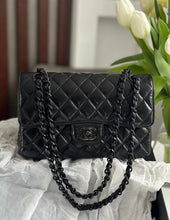 Load image into Gallery viewer, CHANEL So Black Glazed Calf Skin So Black Hardware series 30 Small classic double flap bag
