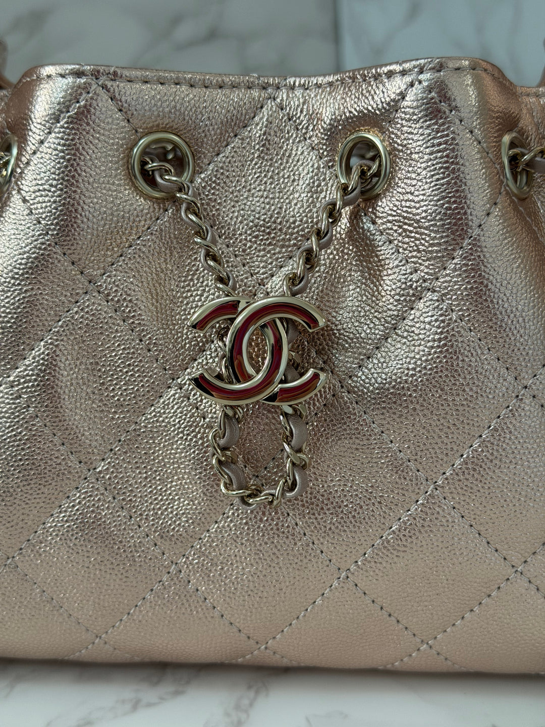 CHANEL 26C collection Mini 25 Hobo Bag in Rose Gold (Copper) Caviar Shiny GHW