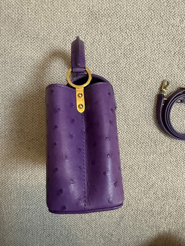 LOUIS VUITTON LV Mini Capucines LGHW Amethyst Ostrich Leather with detachable strap