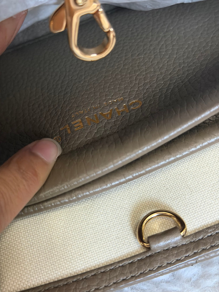 CHANEL Khaki Etoupe Caviar LGHW Urban Essentials East West Shopping Tote Bag size Small Matthieu Blazy 26A 2026