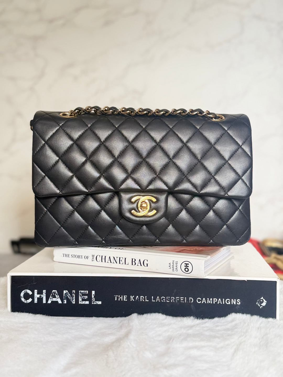 CHANEL series 14 Black Lambskin GHW Medium ML Timeless Classic Double Flap Bag 2011